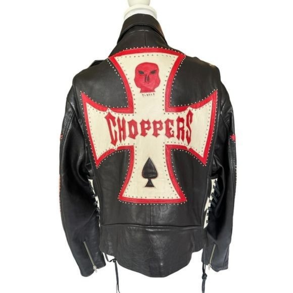 Tribe America Other - Tribe America Mens Moto Jacket Coat Leather Iron Cross Black Sz 48 Live To Ride